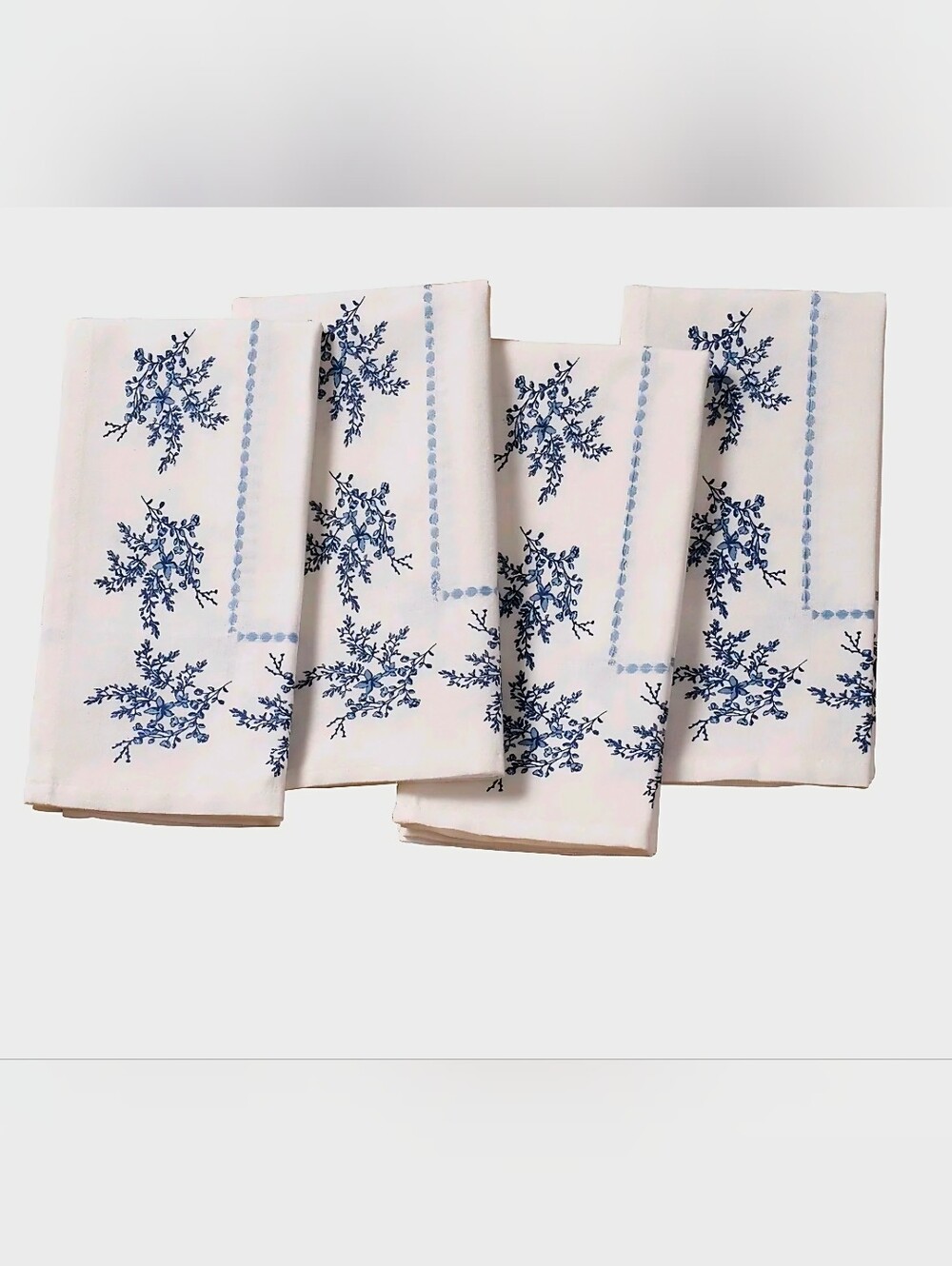 New my Texas House Blue and White Floral Cotton Cloth Napkins 20 x 20", 4 Count